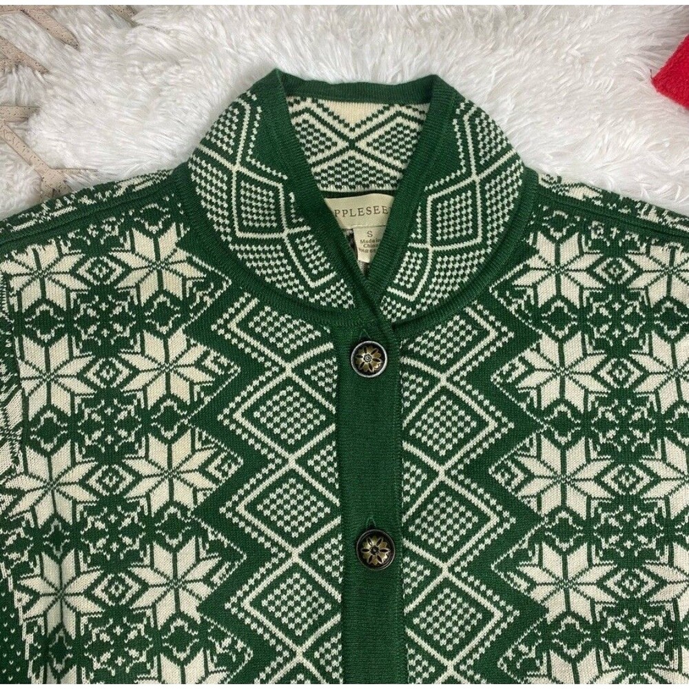 Christmas Holiday Vintage Appleseed’s Sweater Women Sz M Petite Nordic Style - Picture 6 of 11